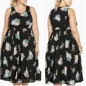 Torrid Black Floral Georgette Midi Dress Size 16